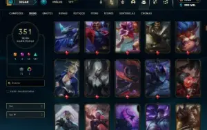 Bronze 2 com TODOS os champs e 351 Skins ( TOP / JG / MID )