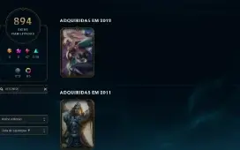 Conta Lol Com 894 Skins+Todas Vitoriosas+Icone Challenger S5