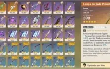 AR46, XIAO, LANÇA DE JADE, KLEE, JEAN C1, AQUILA FAVONIA