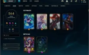 Conta platina 4 com TODOS os champs e 264 skins + 52 Cromas