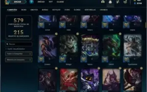 Conta platina 4 com TODOS os champs e 264 skins + 52 Cromas