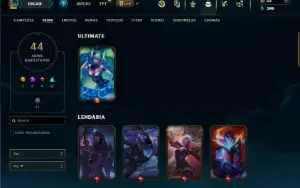 Unranked com 70 Champs e 44 Skins + 3 Fragmentos