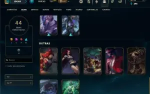 Unranked com 70 Champs e 44 Skins + 3 Fragmentos