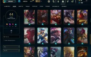 Unranked com 70 Champs e 44 Skins + 3 Fragmentos