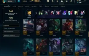 Unranked com 70 Champs e 44 Skins + 3 Fragmentos