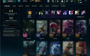 Unranked com 70 Champs e 44 Skins + 3 Fragmentos