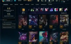 Unranked com 70 Champs e 44 Skins + 3 Fragmentos