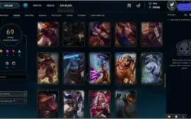 CONTA DIAMANTE 5 TODOS OS CHAMPS + 69 SKINS