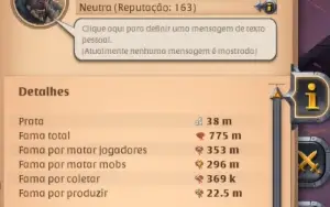 Conta Albion Servidor america, 775m de fama total