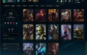 Diamante 4 com 65 Champs e 32 Skins