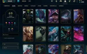 Conta bronze 4 com 90 Champs e 69 Skins (mais de 20 jogos)