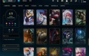 Conta bronze 4 com 90 Champs e 69 Skins (mais de 20 jogos)