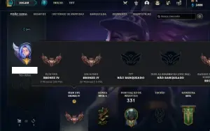 Conta bronze 4 com 90 Champs e 69 Skins (mais de 20 jogos)