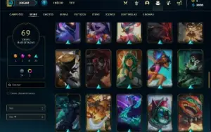 Conta bronze 4 com 90 Champs e 69 Skins (mais de 20 jogos)