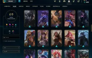 Conta bronze 4 com 90 Champs e 69 Skins (mais de 20 jogos)