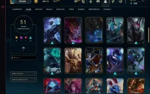 Conta LOL lvl 205 - 126 campeões - 51 skins precinho