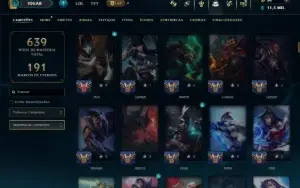Unranked com TODOS os Champs e 309 Skins ( MID / ADC / JG )