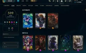 Unranked com TODOS os Champs e 309 Skins ( MID / ADC / JG )