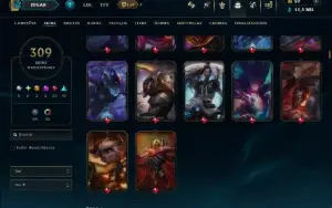 Unranked com TODOS os Champs e 309 Skins ( MID / ADC / JG )