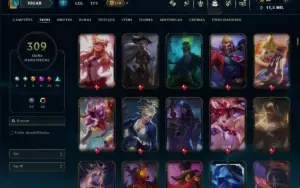 Unranked com TODOS os Champs e 309 Skins ( MID / ADC / JG )