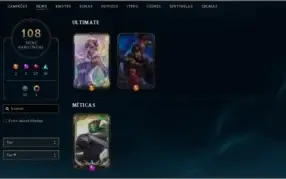 Conta LV 200 / 116 champs, 108 skins(10 lend, 2 ult)