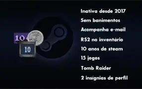 STEAM 10 ANOS, INATIVA DESDE 2017, 15 JOGOS, TOMB RAIDER