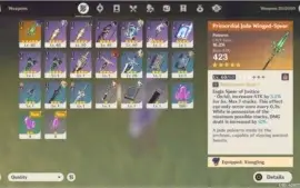 Conta com Keqing, Diluc + Lança de jade AR 32 NA server