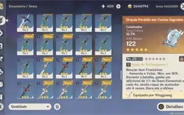 Conta Genshin Impact AR 33 4 armas lendárias