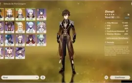 Conta Genshin Impact AR 45 com 3 cinco estrelas