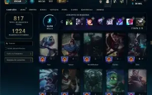 Prata 2 com TODOS os champs e 189 Skins ( Nivel 921 )