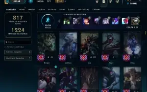 Prata 2 com TODOS os champs e 189 Skins ( Nivel 921 )