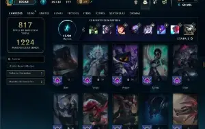 Prata 2 com TODOS os champs e 189 Skins ( Nivel 921 )