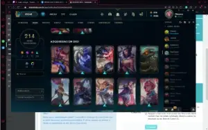 vendo conta de lol 214 skin ou troco conta vava cheia de ski
