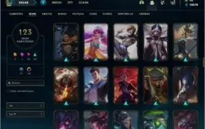 Conta platina 3 com 124 champs e 123 skins