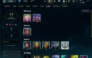 Ouro 2 com 45 Champs e 7 Skins + 5 Fragmentos de Skins