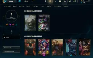 Ouro 2 com 45 Champs e 7 Skins + 5 Fragmentos de Skins