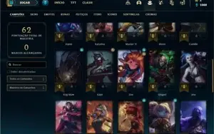 Conta Platina 2 com 36 Champs e 9 Skins + 8 Fragmentos