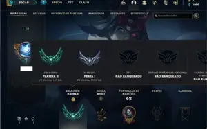 Conta Platina 2 com 36 Champs e 9 Skins + 8 Fragmentos