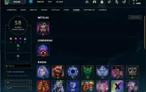 Conta Platina 2 com 36 Champs e 9 Skins + 8 Fragmentos