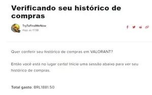 conta valorant imortal com 1881,50 em skins