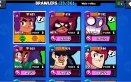 Conta brawl stars: 6666k, 23/36, Brawl Pass ativo.