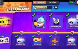 Conta brawl stars: 6666k, 23/36, Brawl Pass ativo.