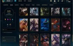 Conta platina 1 com 53 skins e 82 champs