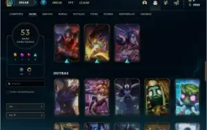 Conta platina 1 com 53 skins e 82 champs