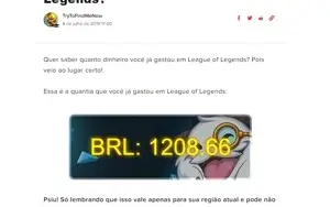 conta main league of legends 138 skins, mais de 1200 gastos