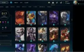 Conta de lol ouro 3 nivel 186, 217 skins