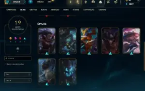 Unranked com 60 Champs e 19 Skins + 2 Fragmentos