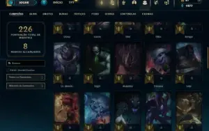 Unranked com 60 Champs e 19 Skins + 2 Fragmentos