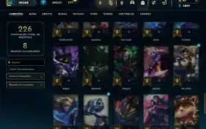 Unranked com 60 Champs e 19 Skins + 2 Fragmentos