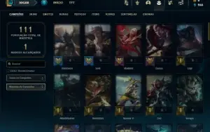 Platina 4 com 70 Champs e 12 Skins + 26 Espolios